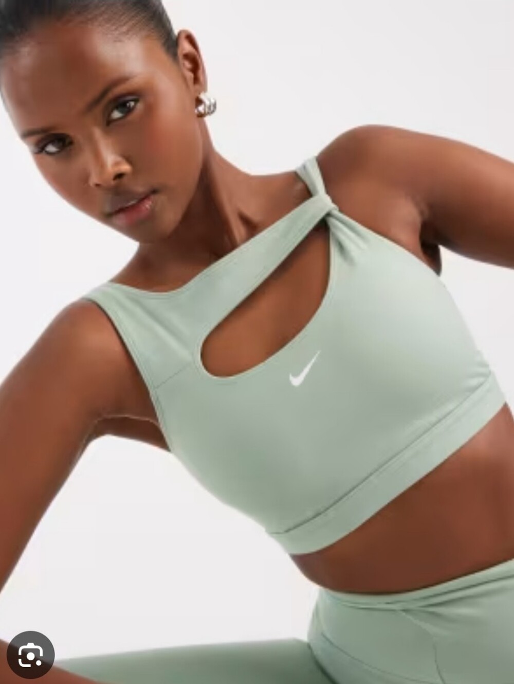 NIKE CAPSULE ASYMMETRIC TRAINING ONE TWIST STRAP SPORTS BRA IN STEAM/WHITE